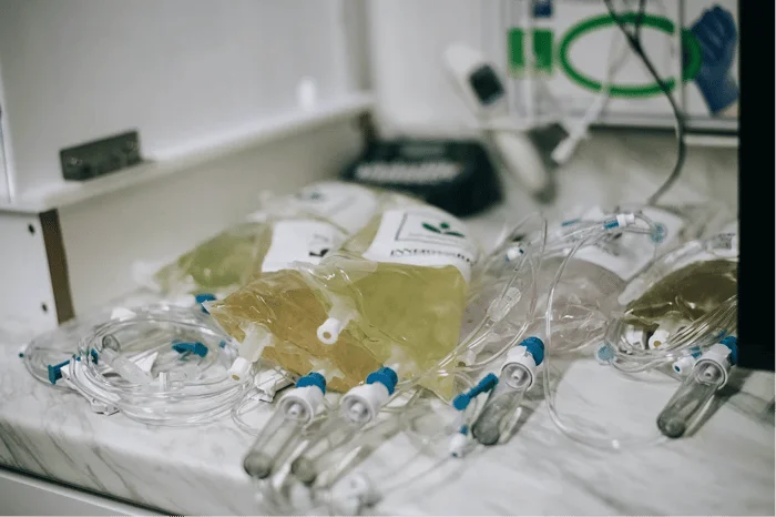 IV infusion setup with medical supplies at InnerWorks medical clinic in St. Augustine