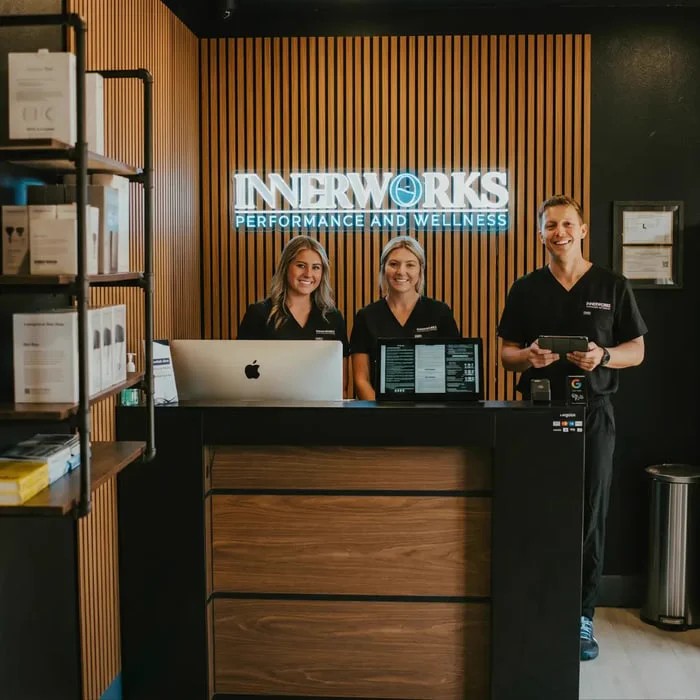 Smiling receptionists greet visitors at the Innerworks Clinic.