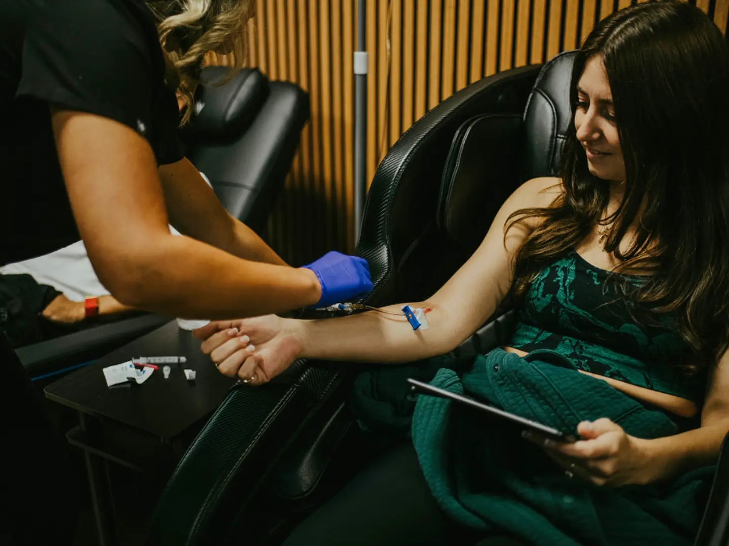 IV therapy drip being prepared for a patient at InnerWorks in St. Augustine, Florida